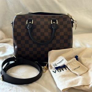 AUTHENTIC LOUIS VUITTON SPEEDY 25 BANDOULIERE DAMIER EBENE